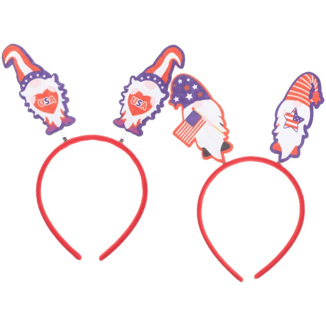 2 Pcs Headband 4th July Boppers Headpiece American Flag Headbands Decorate