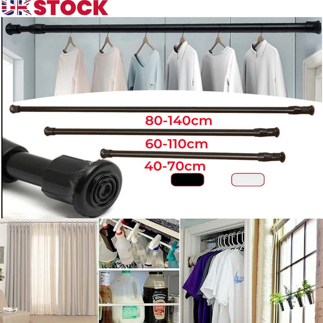 EXTENDABLE SPRING LOADED Telescopic Voile Tension Curtain Rail Pole Net