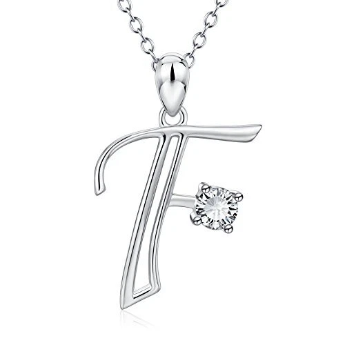 Sterling Silber Zirkonia Alphabet Initial 26 Brief Anhänger Halskette persona...