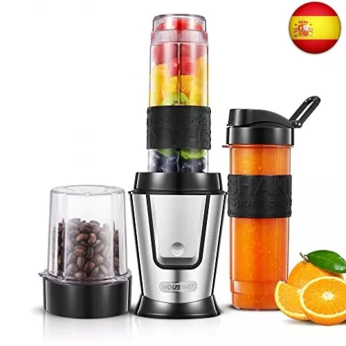 HOUSNAT Batidora de vaso individual 3 en 1, Batidora Smoothie Multifunción con