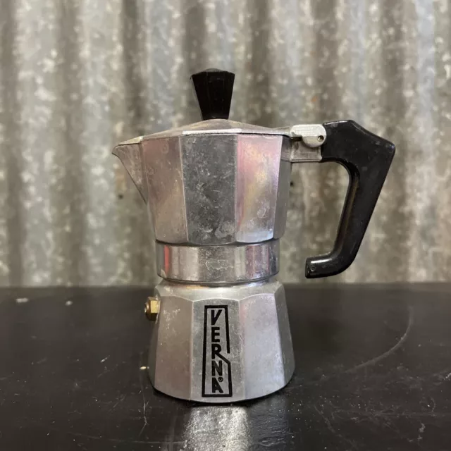 Vintage Verna Made In Italy Small Aluminum Stove Top Espresso Coffee Maker Pot