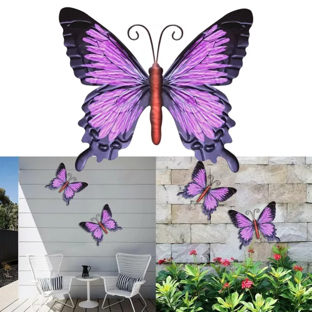 Large Outdoor Metal Butterfly Wall Art with a Hand Painted Purple Finish 2