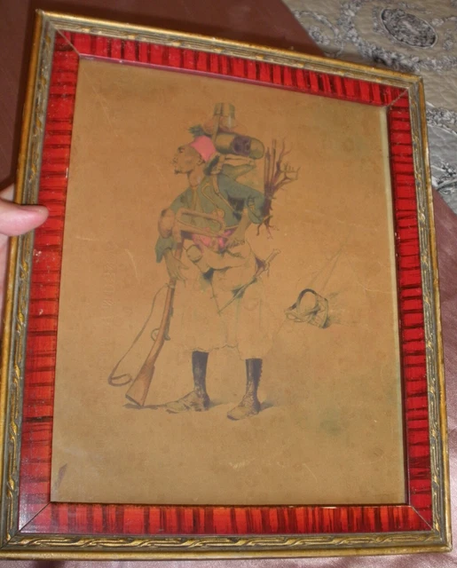 TABLEAU AQUARELLE XIXÈME  Zouave  infanterie armée d' Afrique - G