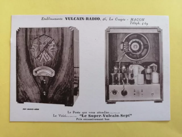 cpa POSTE de RADIO à Ampoules Tuner années 1930 des Usines VULCAIN-RADIO à MÂCON