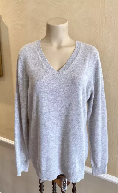 Nwt Charter Club 1X Cashmere Sweater V Neck Pullover Luxury Ice Grey 2-Ply $139