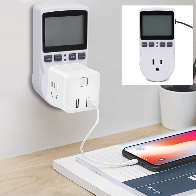 DIGITAL THERMOSTAT TIMER Switch Socket LED Display Temp Controller