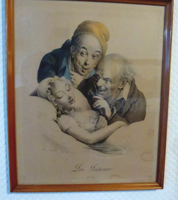 Boilly, Louis Leopold - col.Lithographie -Karikatur - La Luxure - mit Rahmen