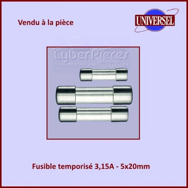Fusible 3,15A Temporisé 6x32mm en verre