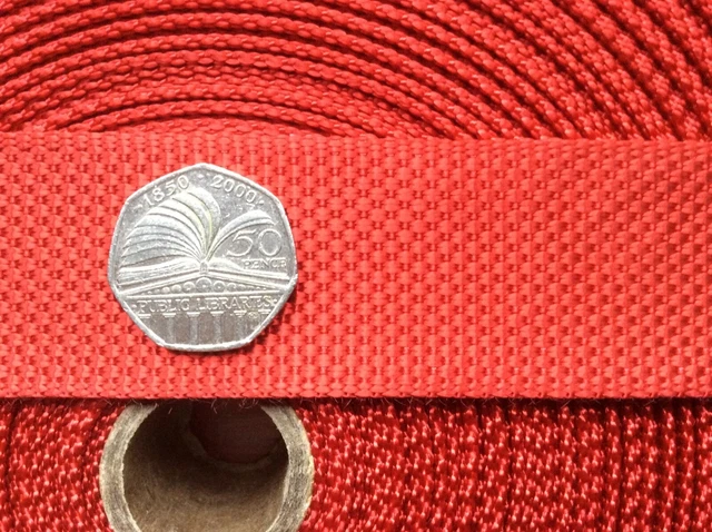 Very Strong Nylon Webbing Red 40mm x 1mm x 10m Belts Bags Upholstery Towing, New