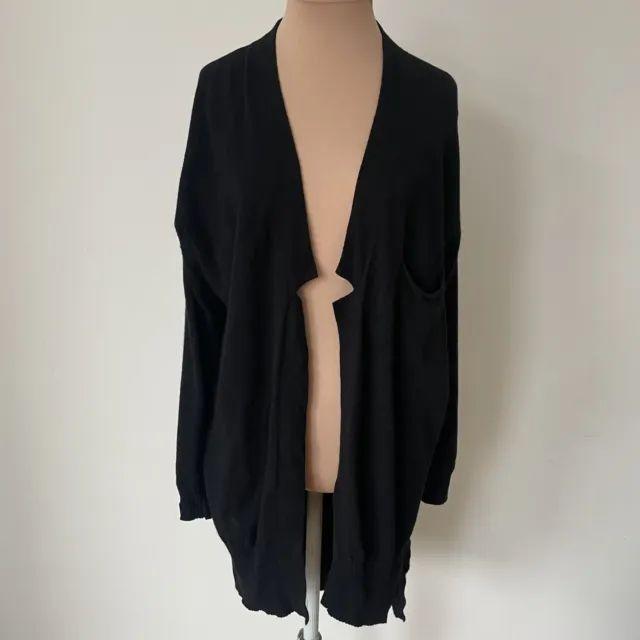 Twin-Set Simona Barbieri Black Wool Mohair Blend Notched Open Front Cardigan XS