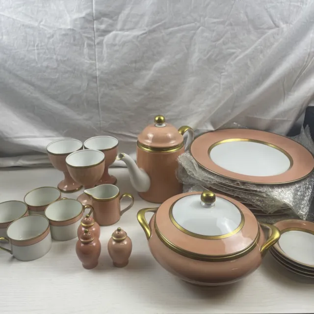 Vintage 1978 Fitz & Floyd Peach/Pink Renaissance 25 Piece