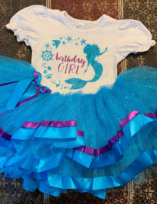 Little Mermaid Dress Birthday Dress 2 Years Old Blue Turquoise Girl Baby Toddler