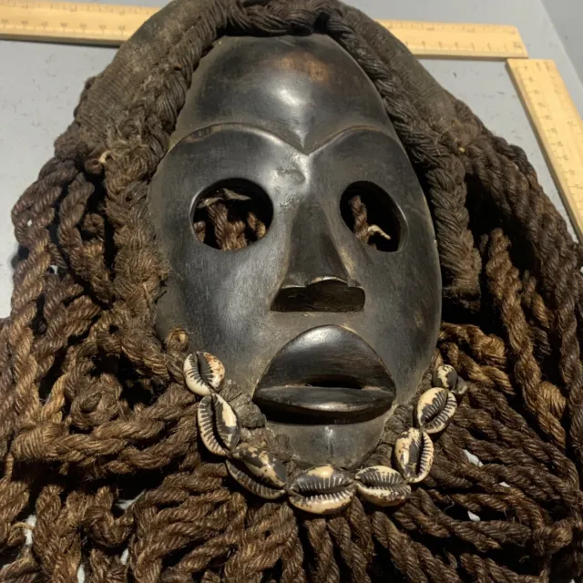 Dan Mask with Cowries and Rope Beard African mask great size OFFERS #10
