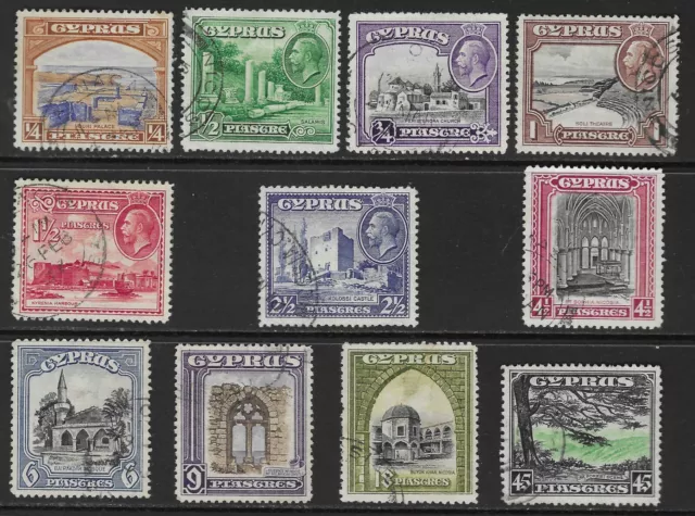 Cyprus 1934 Set (11) Fine - Very Fine Used. Sg. 133 - 143.  (6987)