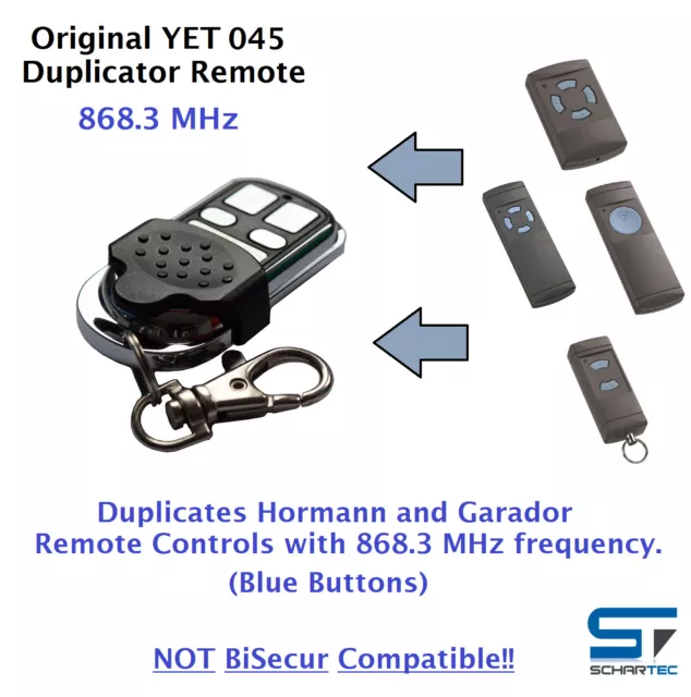 Remote Control for Hormann Garador Marantec Garage Door Openers 868 MHz handset
