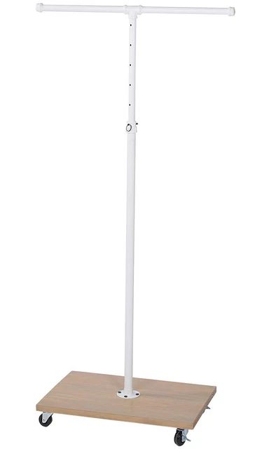 2 Way Clothing Rack - White Pipe - Wood Base and Casters Included