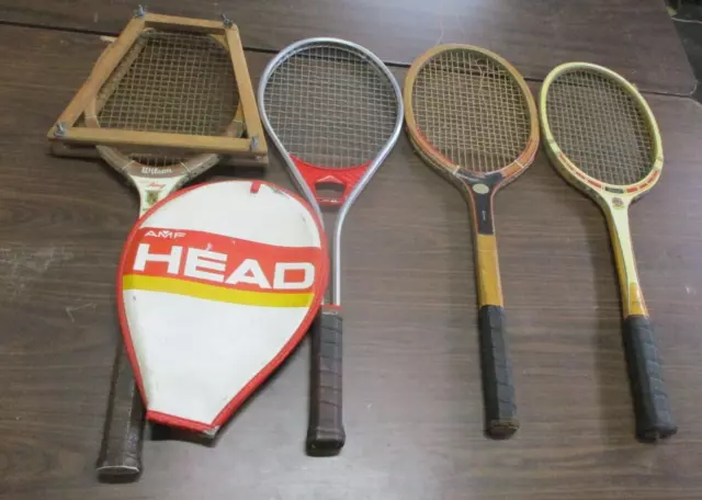 4 Vintage Tennis Racquets Davis AMF Head Wilson Etc