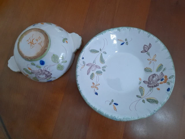Faience de Martres Tolosqane : Bol à oreilles et sa sous tasse