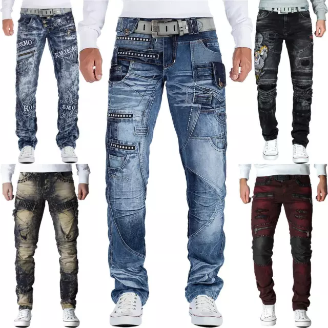 Herren Jeans Hose Mens Pants Straight Slim Regular Cut Fit Cargo Denim Auffällig