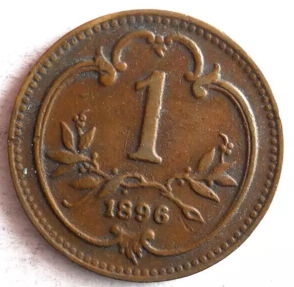 1896 AUSTRIA HELLER - Excellent Coin - FREE SHIP - Austria-Hungary Bin #2
