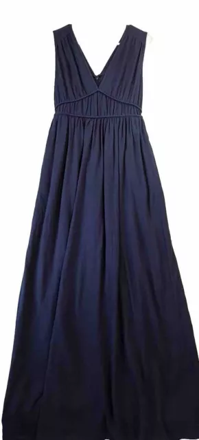 Caslon Womens Long Blue Maxi Linen Blend Summer Sundress Lagenlook Petite Small