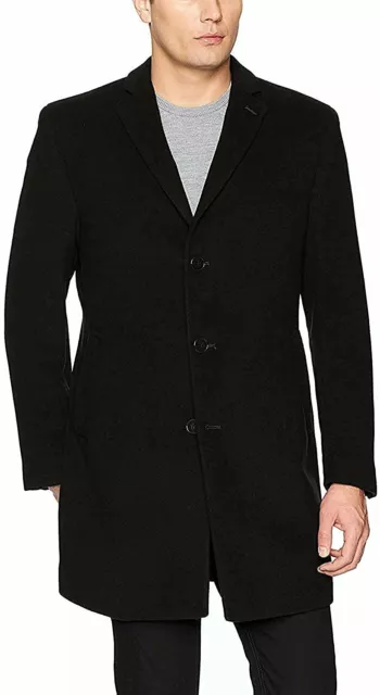 Adam Baker Men's 38” Length Luxury Wool-Cashmere Single Breasted Overcoat