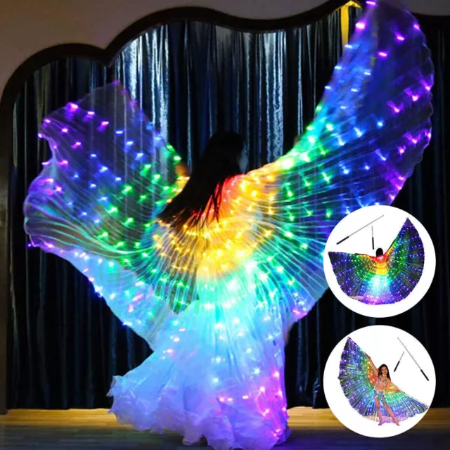 LED Wings Glow Light Up Butterfly Colorful Belly Dance Costumes For Adult Kids 3