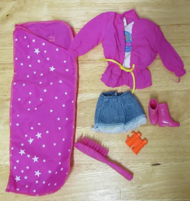 Camp Barbie Clothes Sleeping Bag To Backpack Tee Jacket Shorts Boots Binoculars