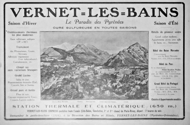 Publicité De Presse 1914 Vernet Les Bains Station Thermale Et Climatérique