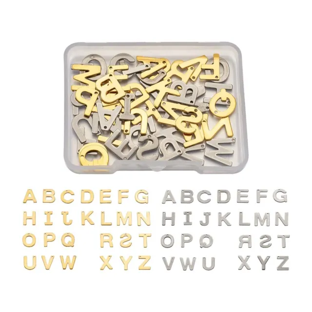 1 Box 304 Stainless Steel Letter Bead Charms Alphabet A-Z Letter Dangle Pendants