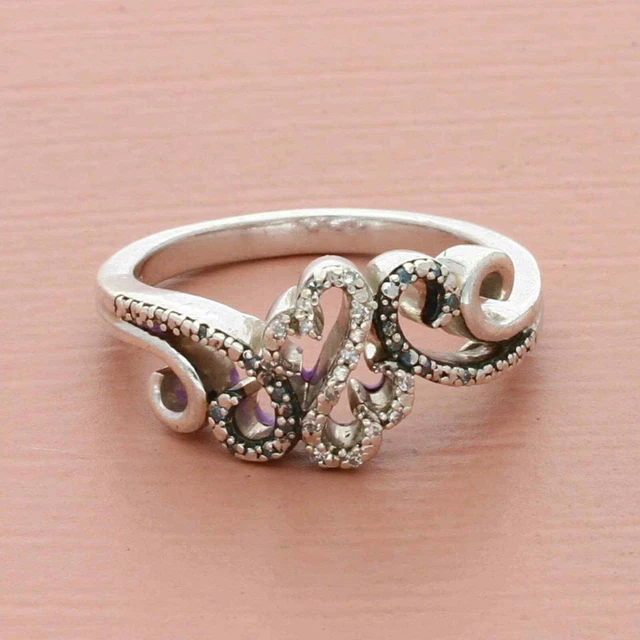 ❗️CLEARANCE❗️jane seymour sterling silver blue diamond open hearts ring 6.75