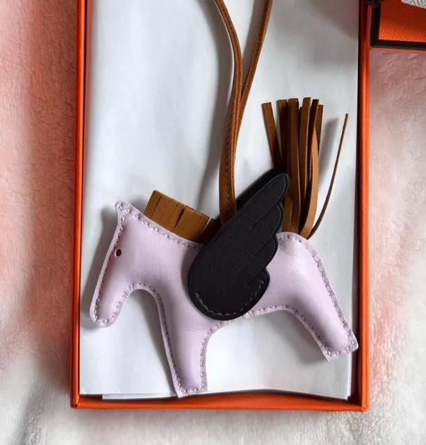 Hermes Pegasus Rodeo Bag Charm PM Sesame, Mauve Pale and Ebene