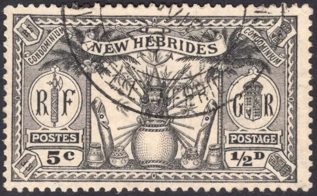 NEW HEBRIDES-1925 ½d (5c) Black Sg 43 FINE USED