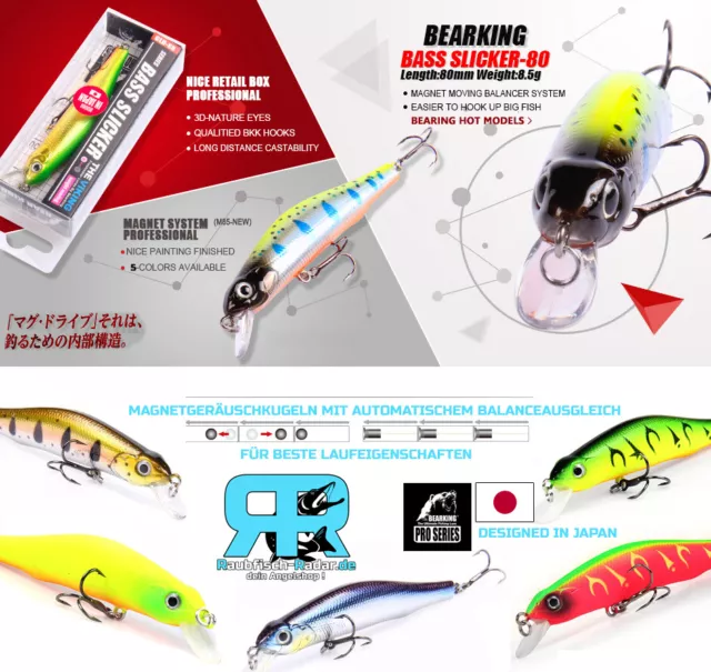 Bass Slicker Wobbler 8cm 8.5g mit Magnetsystem für Barsch, Hecht und Zander NEU!