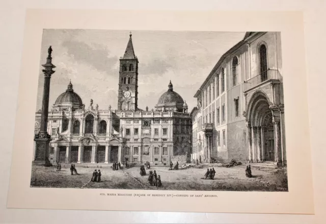 Holzstich um 1875 - Santa Maria Maggiore von Hurel - Original-Grafik