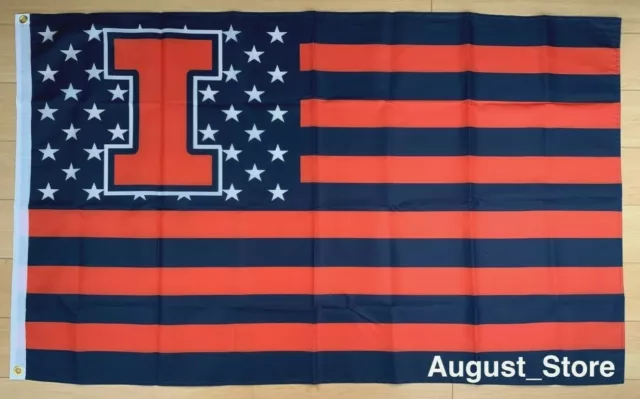  Illinois Fighting Illini Large New Logo 3x5 College Flag :  Sports & Outdoors