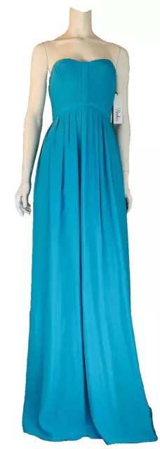 PARKER NEW WITH TAGS Strapless Dress Maxi Silk Bayou Style Blue SZ M