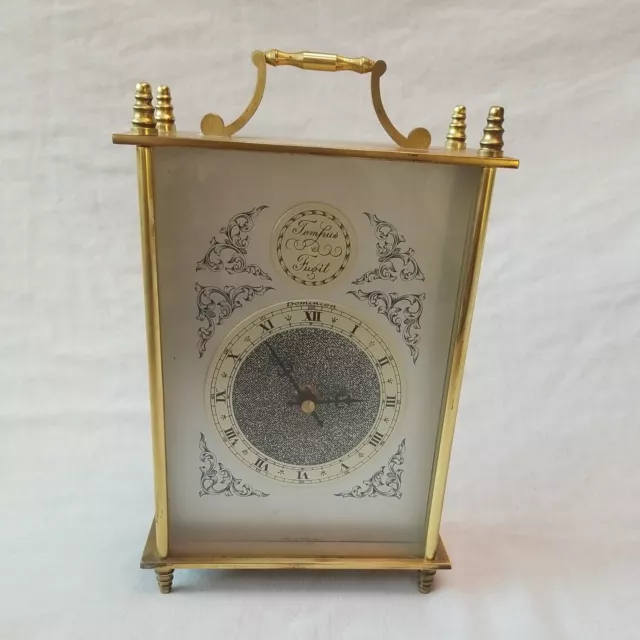 Tempus Fugit Dominion Clock Heavy Brass Cased Quartz vintage Carriage clock