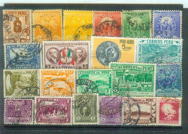 Lot Briefmarken aus Peru, gestempelt