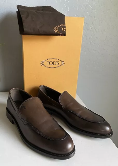 TOD'S MENS LOAFERS Shoes Brown Leather Size 8 Slip On Loafers $129.99 ...
