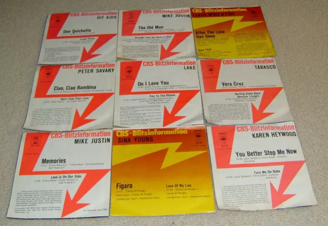 9 BLITZINFO PROMO  7” Singles  70er + Anfang 80er Jahre  SCHALLPLATTEN