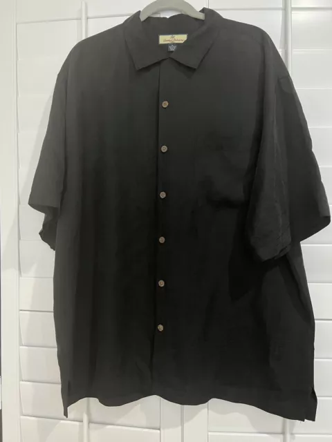 TOMMY BAHAMA HAWAIIAN Silk Shirt Mens Extra Large XL Embroidered Camp ...