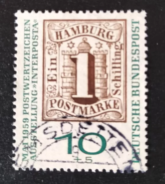 Briefmarke Hamburg, 1 Schilling, Postmarke, Interposta 1959 , gestempelt 