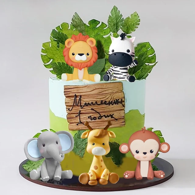 9-teilige Dschungel-Tier-Dekoration Für Torten – Elefant, Giraffe, Löwe & Mehr, Aus Harz, Für Kindergeburtstage