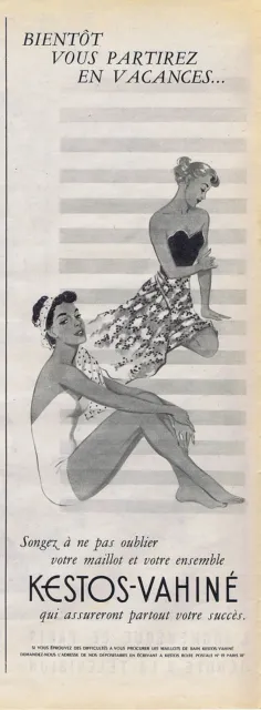 PUBLICITE ADVERTISING 084 1952 KESTOS VAHINE maillot de bain