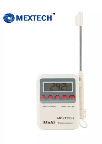 Mextech Digital Stainless Steel Multi stem Laboratory Thermometer in White color