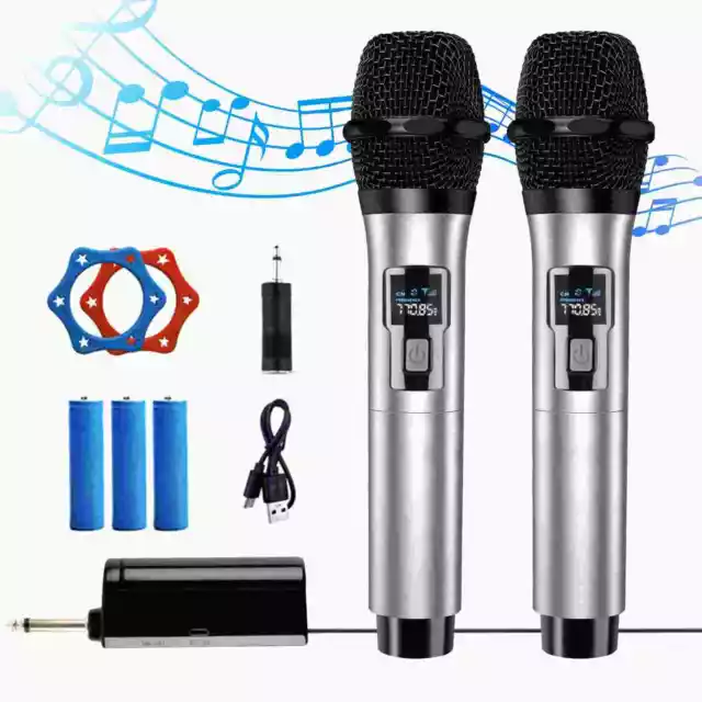 Micrófono inalámico VHF sistema de micrófono portátil karaoke con receptor USB