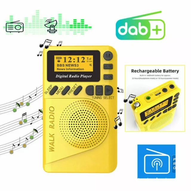 Mini DAB DAB+ FM Digital Radio Pocket MP3 Player LED Screen Protable