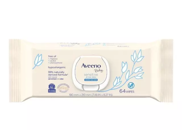Aveeno Baby Sensitive All Over Wipes with Aloe & Natural Oat Extract for...