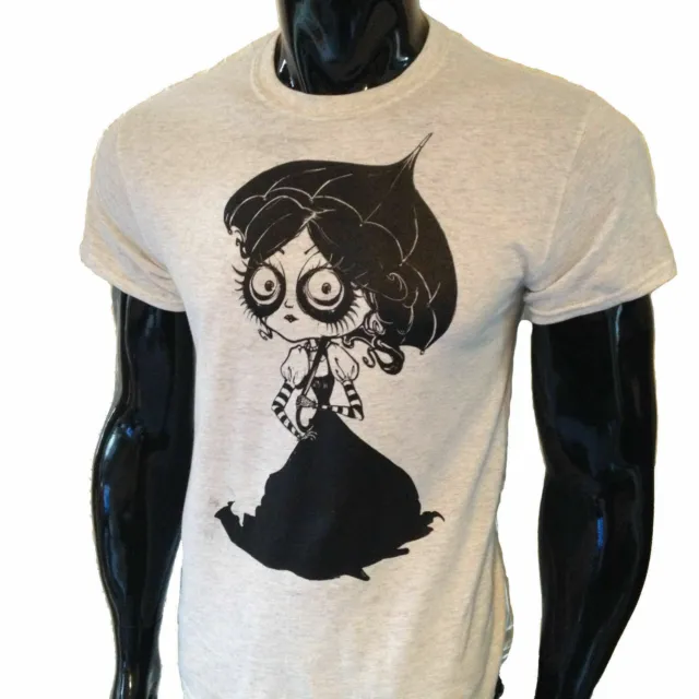 Vittoriano Bambina T-Shirt Uomo Donna Steampunk Tim Burton Alice Emo Gotico